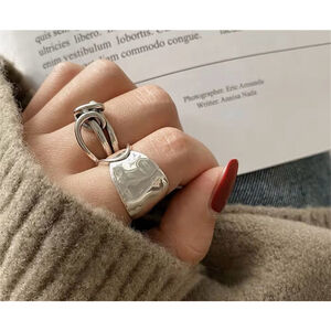 NEW 925 Sterling Silver‎ Spoon Ring Wrap Open Adjustable Band